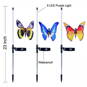 Multi-color Changing LED Garden Solar Lights Fiber Optic Butterfly Decorative Lights Garden Solar Stake Lights